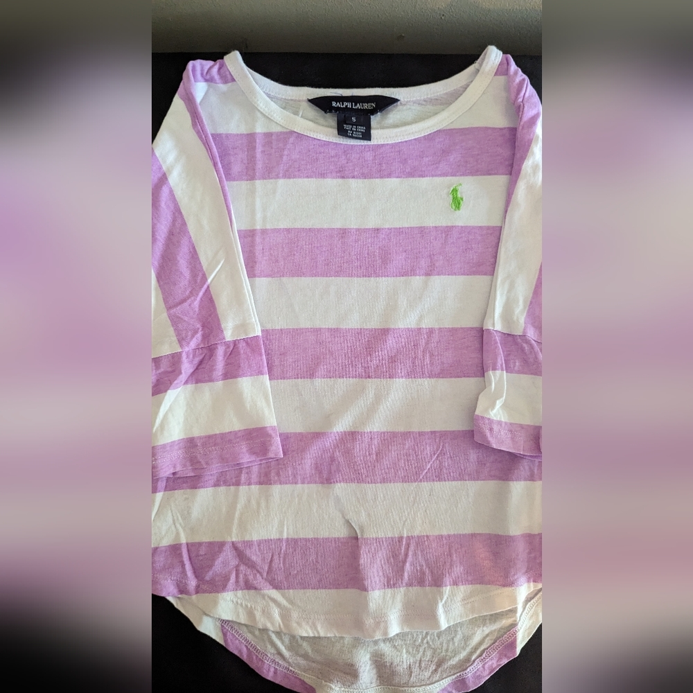 Striped 3/4 Sleeve Polo Shirt